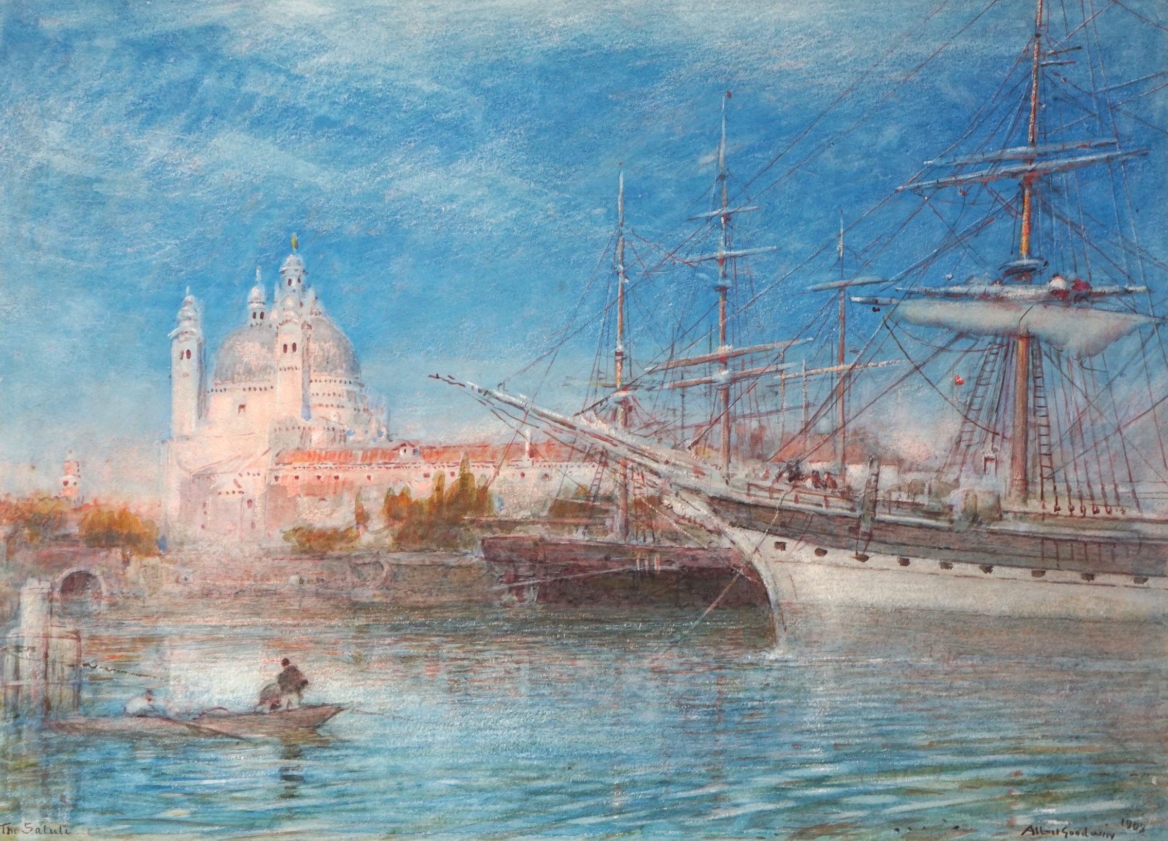 Albert Goodwin RWS (British, 1845-1932), The Saluté, Venice, watercolour and bodycolour, 24 x 34cm